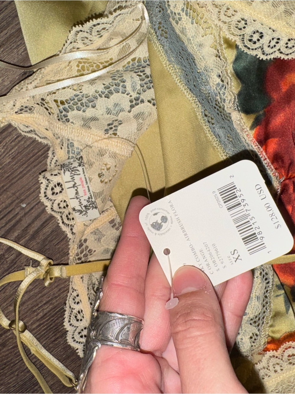 Yellow Floral Lace-Trim Maxi Dress with Red Rose Print - Picture 3 of 5